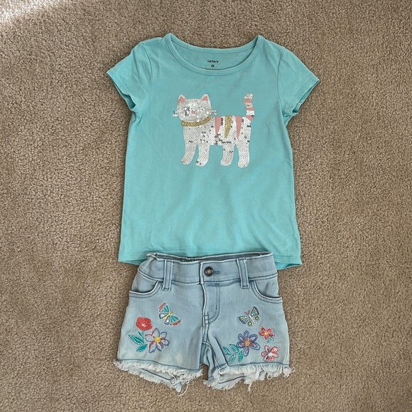 Carter's Other - Girl’s t-shirt and jean shorts combo